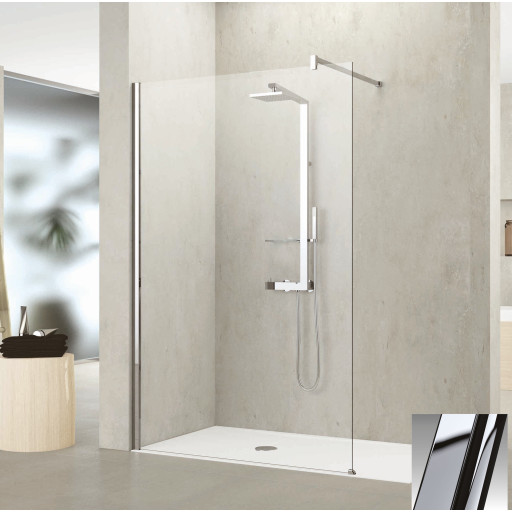 Novellini Kuadra H fastvegg, 77-80 cm, klart glass, krom profil