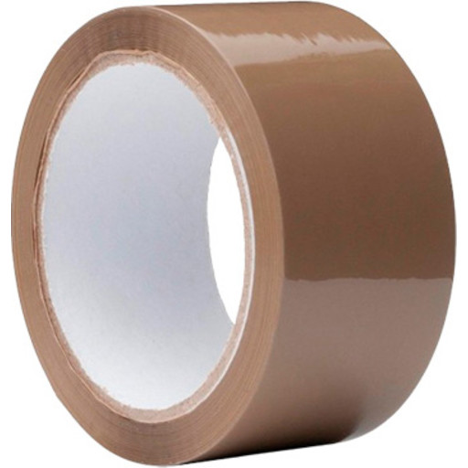 Pakketape, brun PP AC, no noise, 50 mm x 66 meter - Roliba