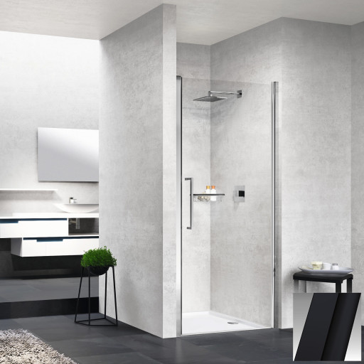 Novellini Young 2.0 1B slagdør for nisje, 97-101 cm, klart glass, sort matt profil