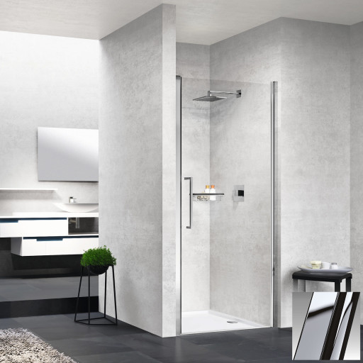 Novellini Young 2.0 1B slagdør for nisje, 77-81 cm, klart glass, krom profil