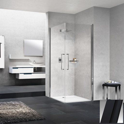 Novellini Young 2.0 2G slagdør, 79-81 cm, klart glass, sort matt profil