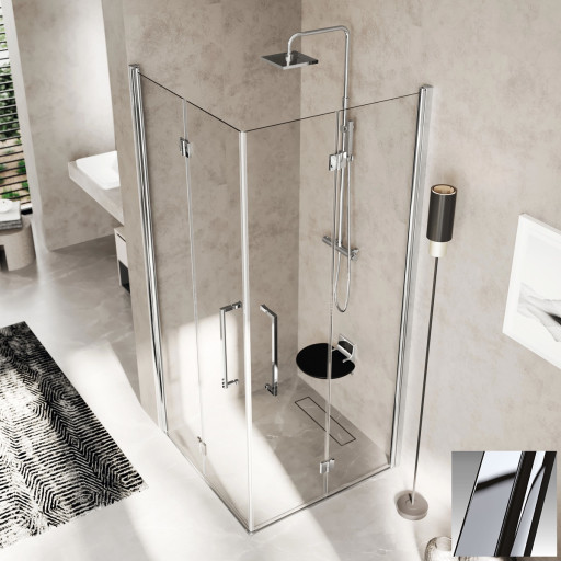 Novellini Young 2.0 2GS foldedør venstre, 89-91 cm, klart glass, krom profil