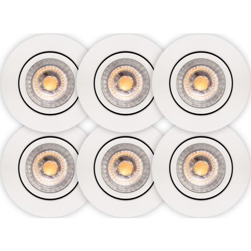 Luna Low profile 2.0 6-pack Downlight ISO Mat Hvid 2700K 460lm 5,9W Indendørs/udendørs Dæmpbar IP44