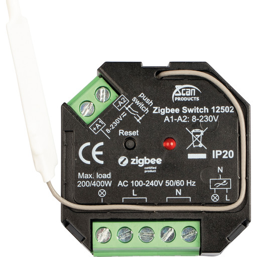 Scan Products 12502 - Zigbee 3.0 box relæ 200w LED/400w ohmsk