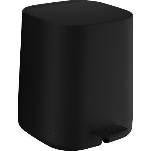 Beslagsboden Satin Square toiletspand, 4 liter, pedal, sort