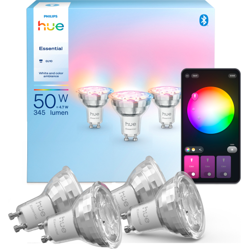 Philips Hue Essential White Color Ambiance GU10 spotpærer, 4-pak