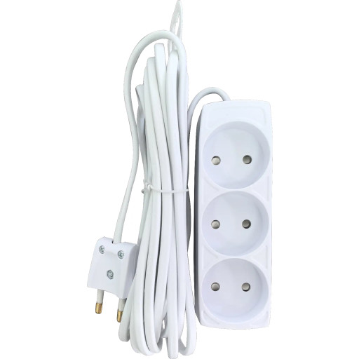 Stikdåse, 3 udtag, 2,5 meter, hvid billede