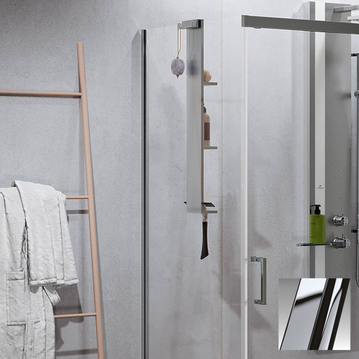 Novellini Zephyros 2.0 FH fastvegg, 87-90 cm, klart glass, krom profil