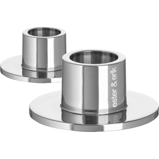 Ester & Erik lysestager, blank sølv, 2-pak billede