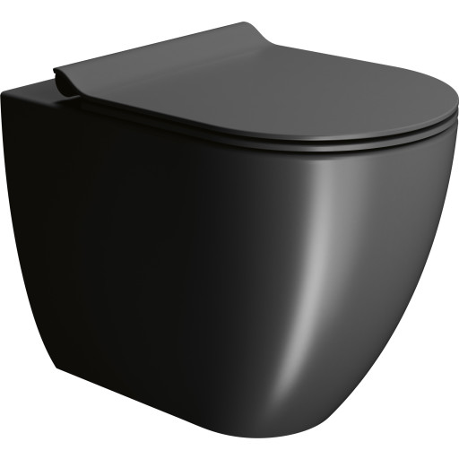 GSI Pura toilet, back-to-wall, uden skyllekant, mat sort