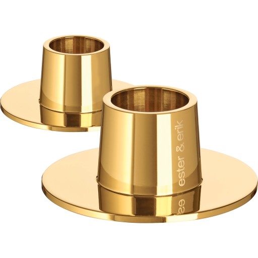 Ester & Erik lysestager, blank guld, 2-pak billede