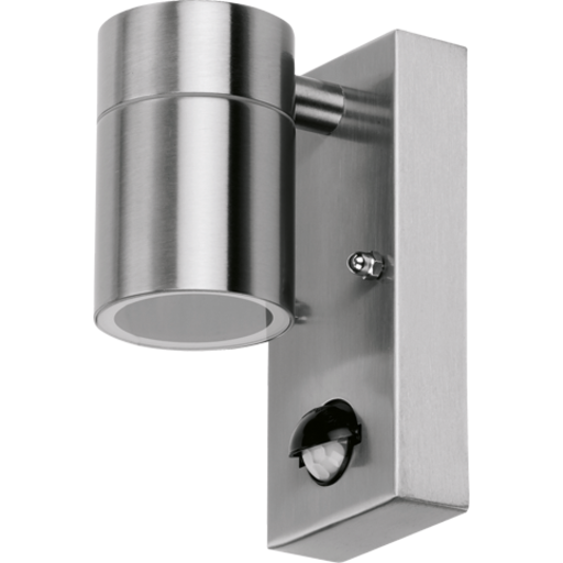 4lite Marinus Sleek udendørs væglampe med sensor, rustfrit stål