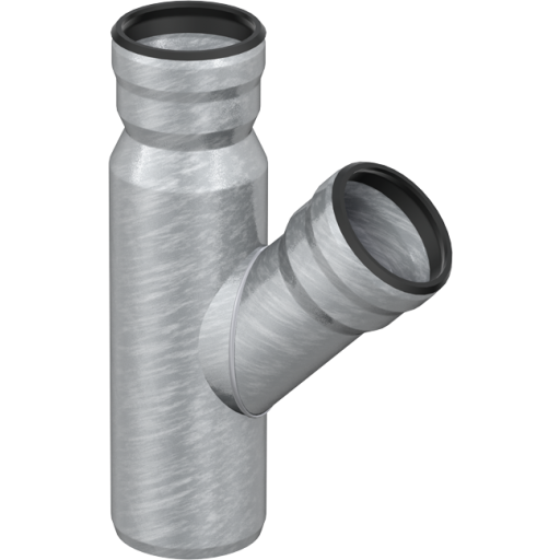 Aco GM-X overgangsgrenrørr, 45°, Ø70x50x40 mm, galvaniseret stål