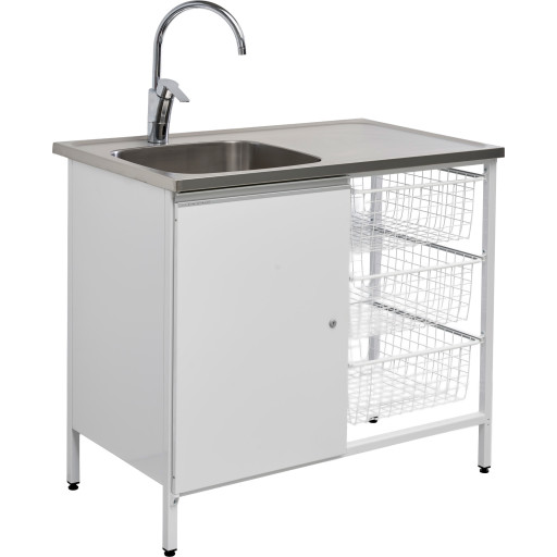 Contura CAB 10 V stålbord, 100x60 cm, rustfrit stål/hvid