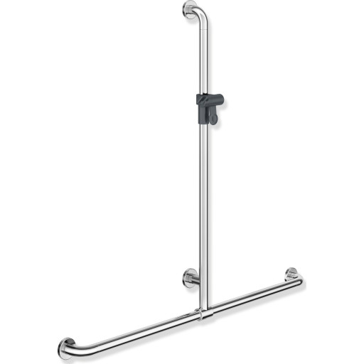 Hewi 801 T støttegreb/brusestang, 118,4x110 cm, krom/grå