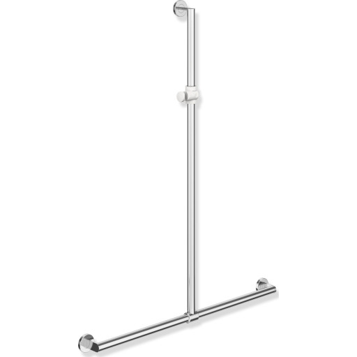 Hewi 900 T støttegreb/brusestang, 96,5x125 cm, krom/hvid billede