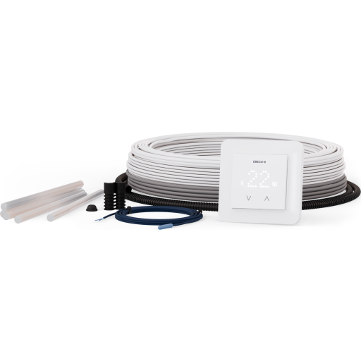 Ebeco gulvvarmesæt med varmekabel & termostat, bluetooth, 540W, 49 meter