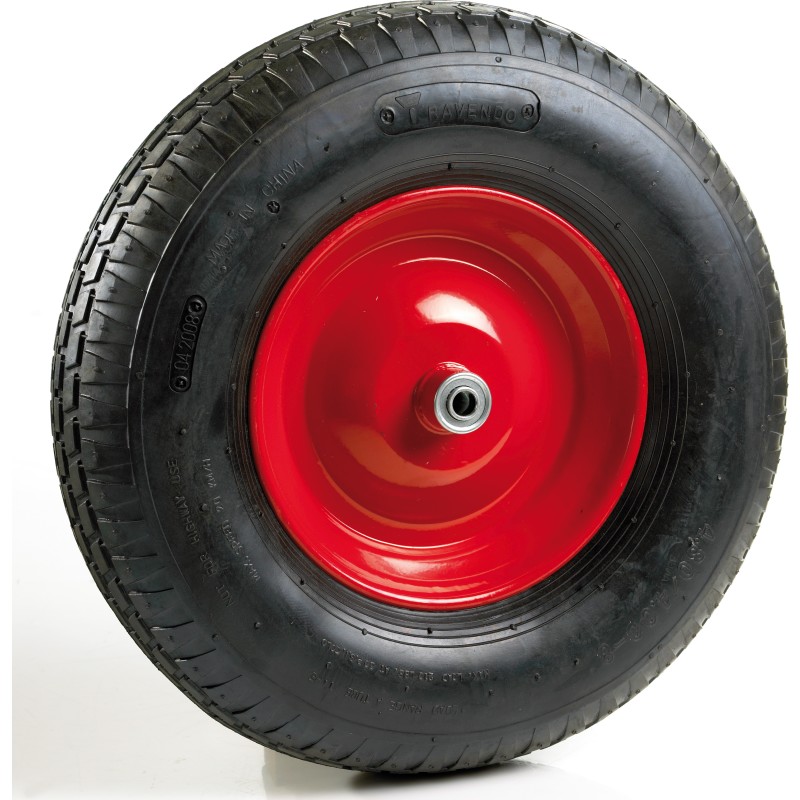 Hjul til trillebr, luftgummi, 4.00 x 8, nav 12x100 mm, kuglelejer, 4 lag