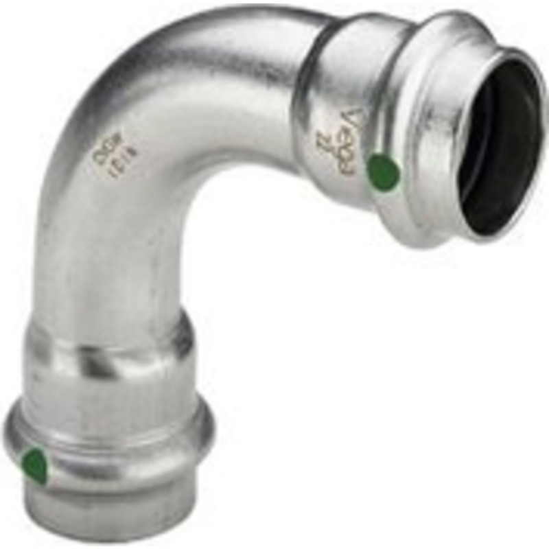 Viega Sanpress Inox böjning, 90°, tappvatten, värme, muff/muff, 42 mm