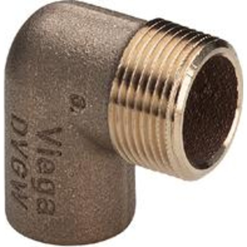 10 st Messing loddevinkel muffe/nippel, 18 mm x 3/4" - 90°