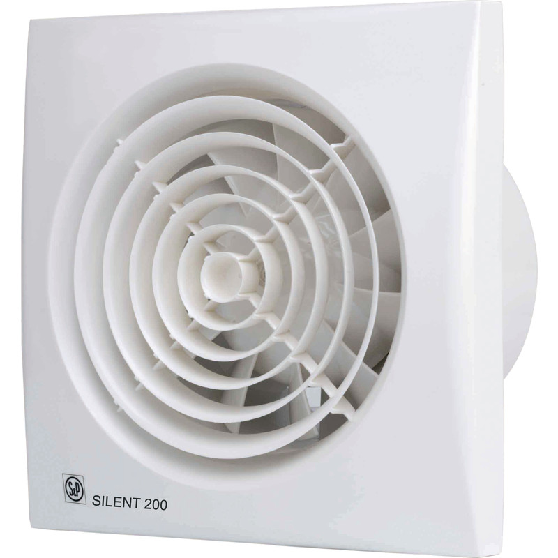 S&P Silent 200 CRZ hvid, Ventilator m/indstillelig timer, 180x180mm ø118mm