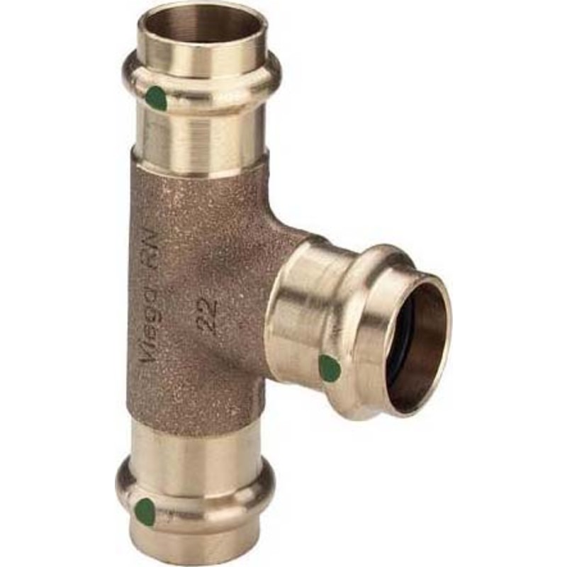 VIEGA SANPRESS tee 28 mm af rødgods med SC-Contur
