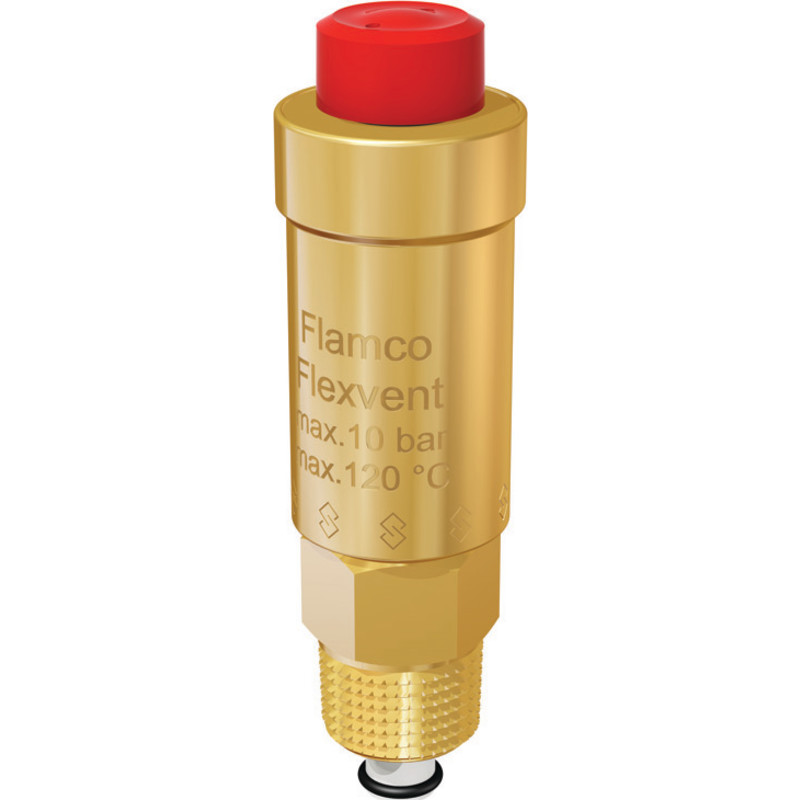 Automatisk avluftare 1/2", flexvent, med stängningsventil, 10 bar