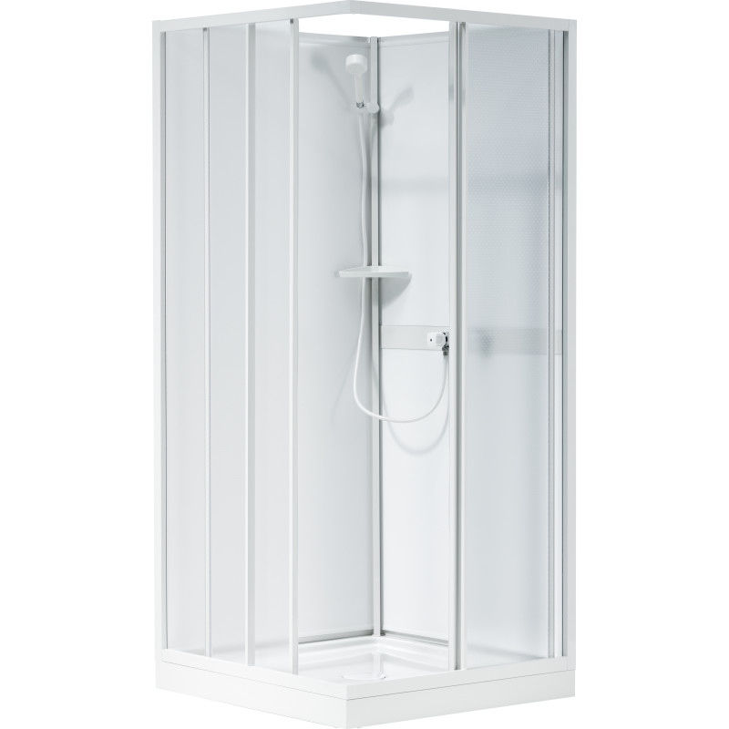 Contura Shower Next NK brusekabine overdel, lav model, skydedør, 80x80 cm, mønstret styren