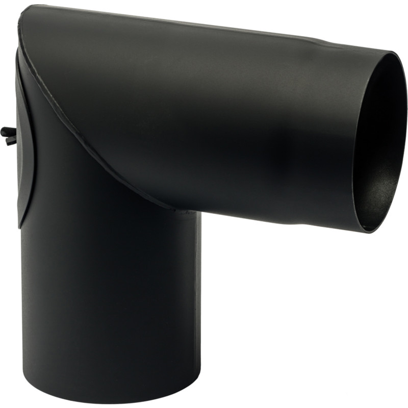150 mm Metalbestos Sorte røgrør knærør 90° med renseklap