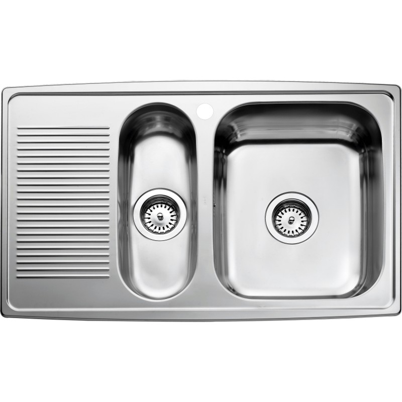 Intra Juvel køkkenvask 815x510x160mm kumme. Bakke til venstre/med strainer. Blank