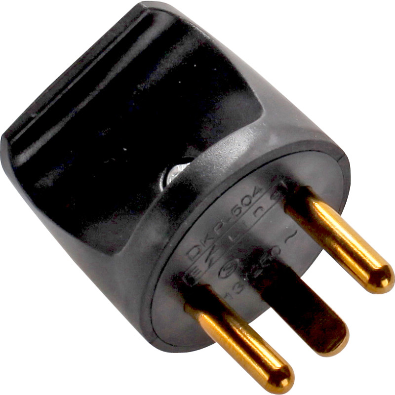 E-Line Stikprop rund med jord sort. 230V 16A
