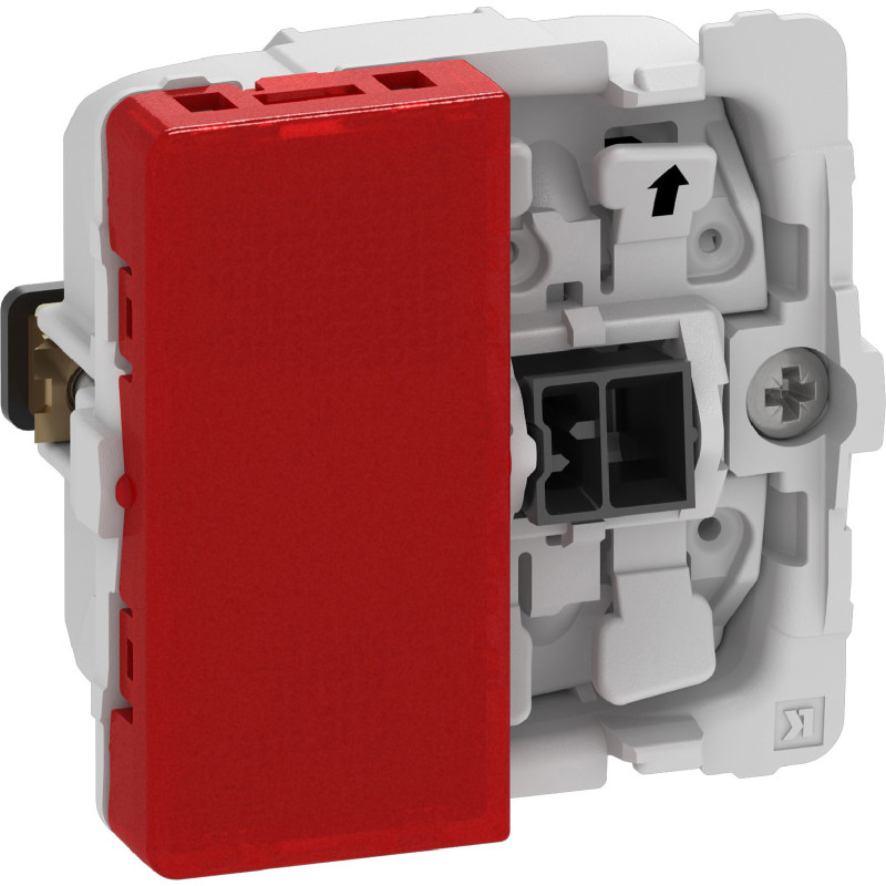 LK FUGA - Afbryder 1-polet med rd LED halvmodul lampe (til f.eks. ledelys), 1 modul, uden afdkning/tangent