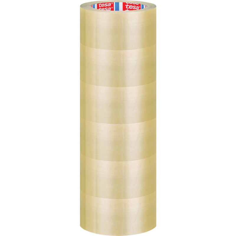 Tesa förpackningstejp, transparent, 50 mm, 100 meter, 6 rullar