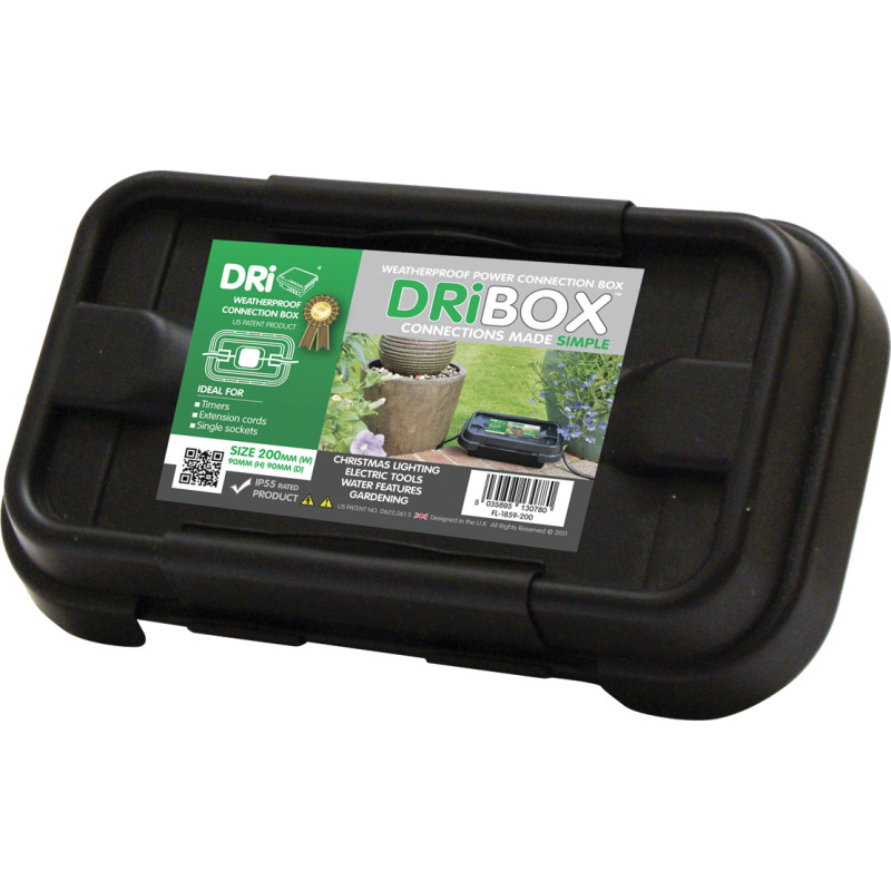 DRiBOX 200 small, samlekasse, 200 x 90 x 90 mm, sort, IP55