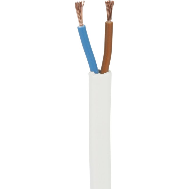 Flad plastledning PKLF 2x0,75 mm², 5 meter, hvid