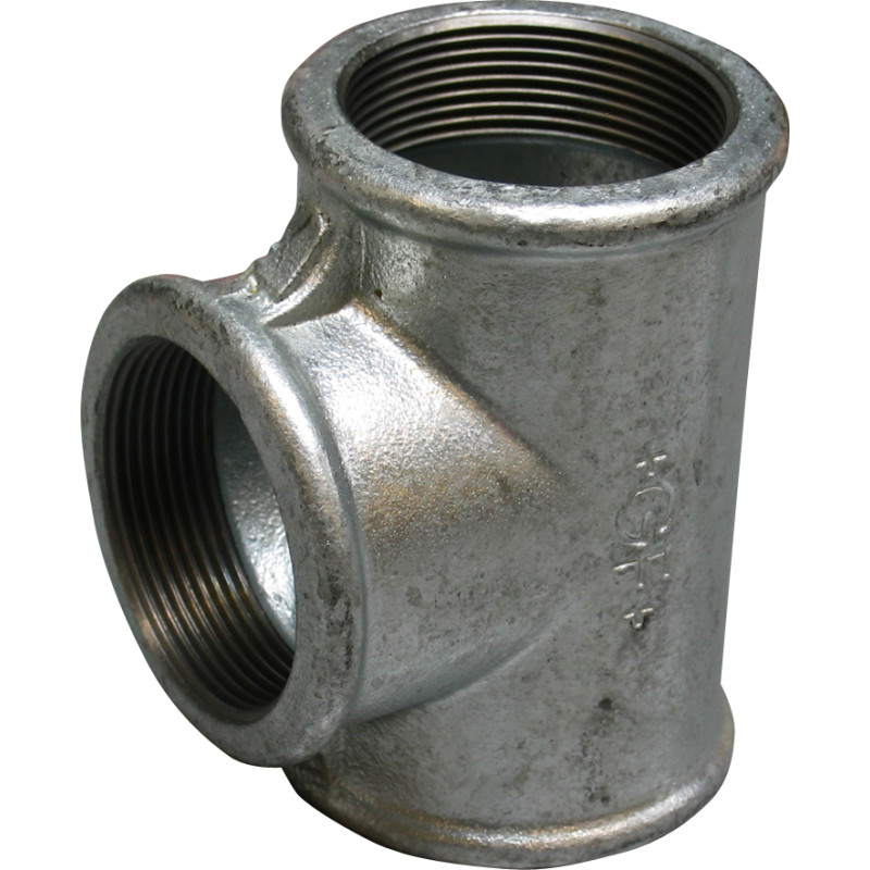 Galvaniseret tee m. muffer - 1" x 1" x 1"