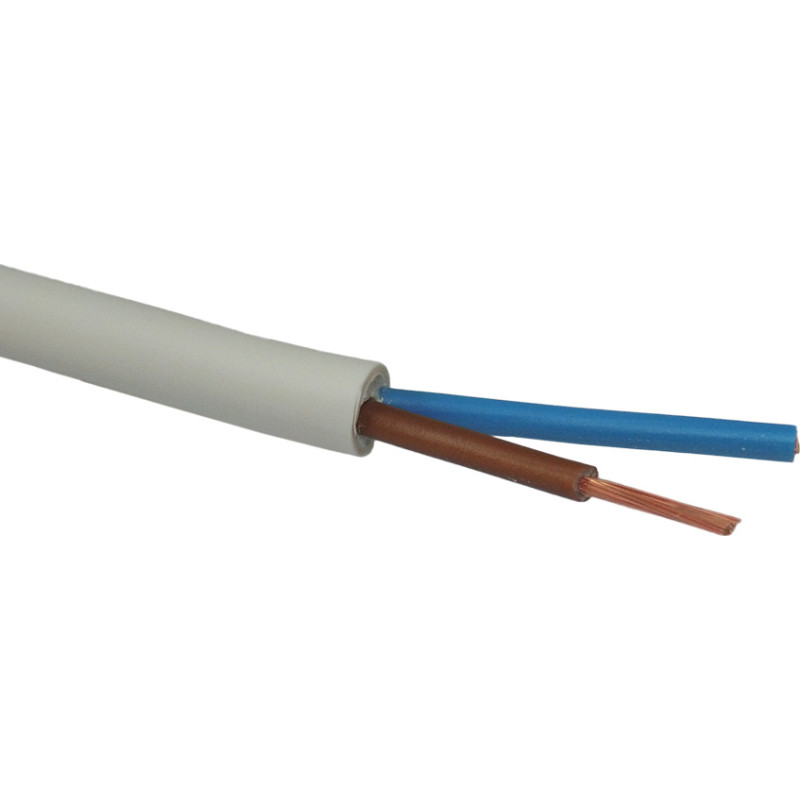 100 meter Downlight Kabel varmebestandigt, 2×1,5 mm2, hvid