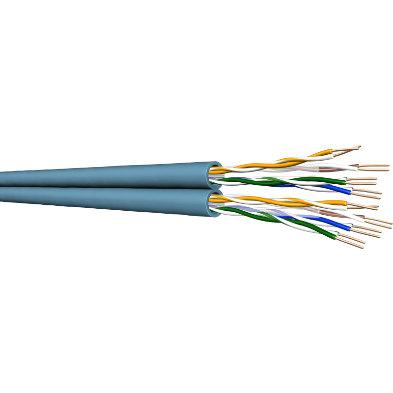 Datakabel U/UTP Kat.6 2x4P AWG23 dual LSHF blå T500