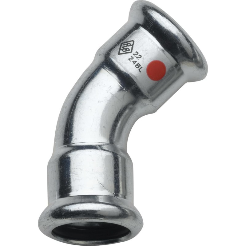 Turbo Steel bøjning 45° muffe/muffe, 28 mm