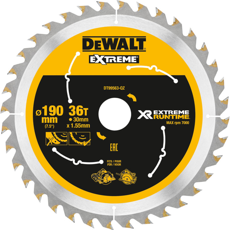 DeWalt Extreme rundsavklinge til akkusave, Ø190/30 mm, 36 td.