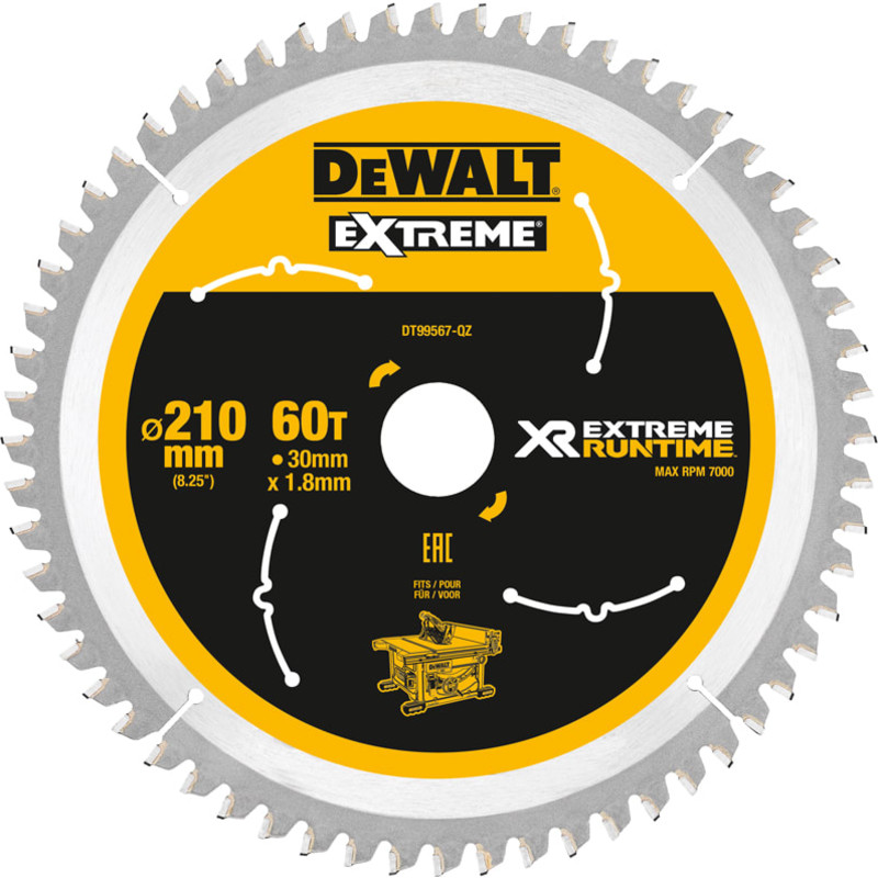 DeWalt Extreme rundsavklinge til akkusave, Ø210/30 mm, 60 td.