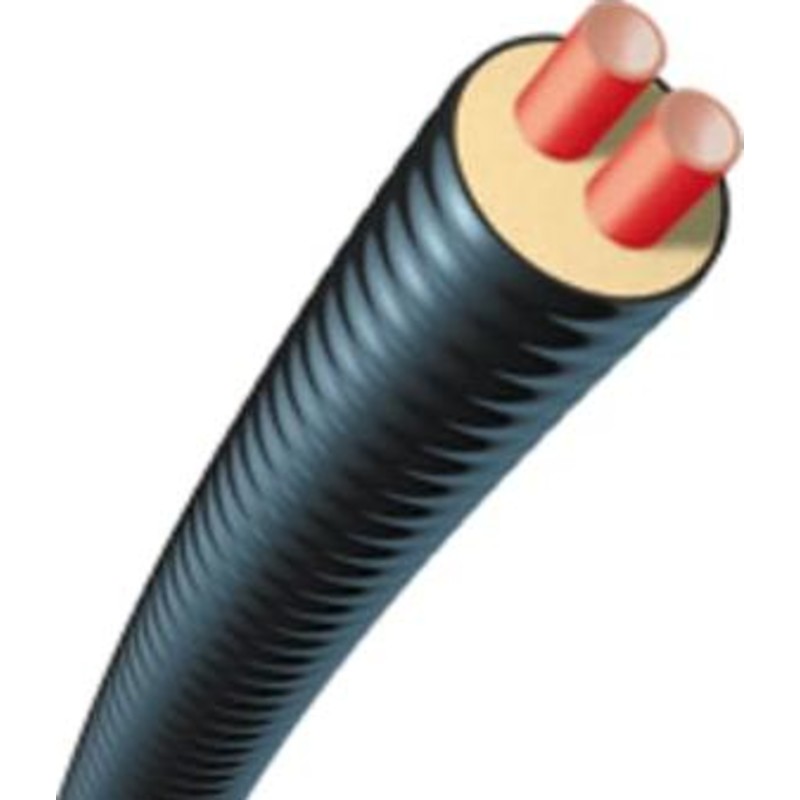 Brugg 'CALPEX DUO' - Prisoleret PEX-rr til fjernvarme, 2 stk. 32 x 2,9 mm, 128 mm udv. diameter, 25 meter