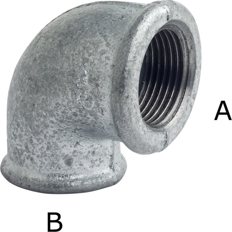 Georg Fischer vinkel 90° galvaniseret reduceret 1.1/4-1/2'' muffe-muffe