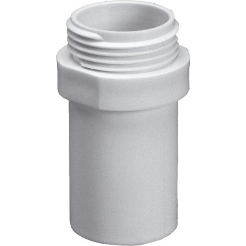 Overgangsnippel, Ø32 mm x 1 1/2" mm, plast, hvid