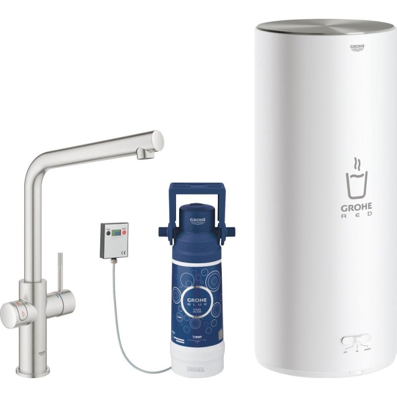 GROHE Red L kedel med Duo L-tud vandhane i Supersteel