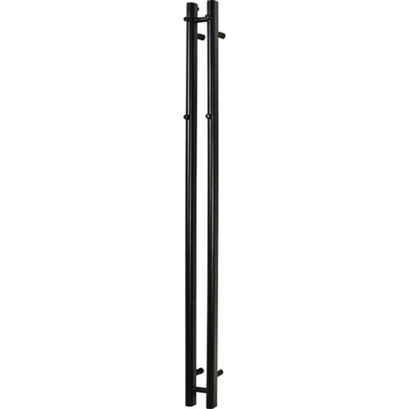 Kriss Vega håndklædevarmer 1420 x 106 mm. Med 2 ovale rør & 4 påsvejsede kroge. Sort