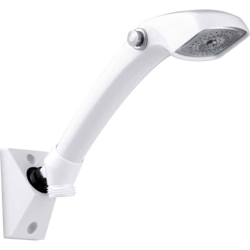 Damixa Perle Spray håndbruser med indbygget stophane, vægflange med kugleled, bøjning og tap. 1/2'' gevind. Hvid. 74210.20