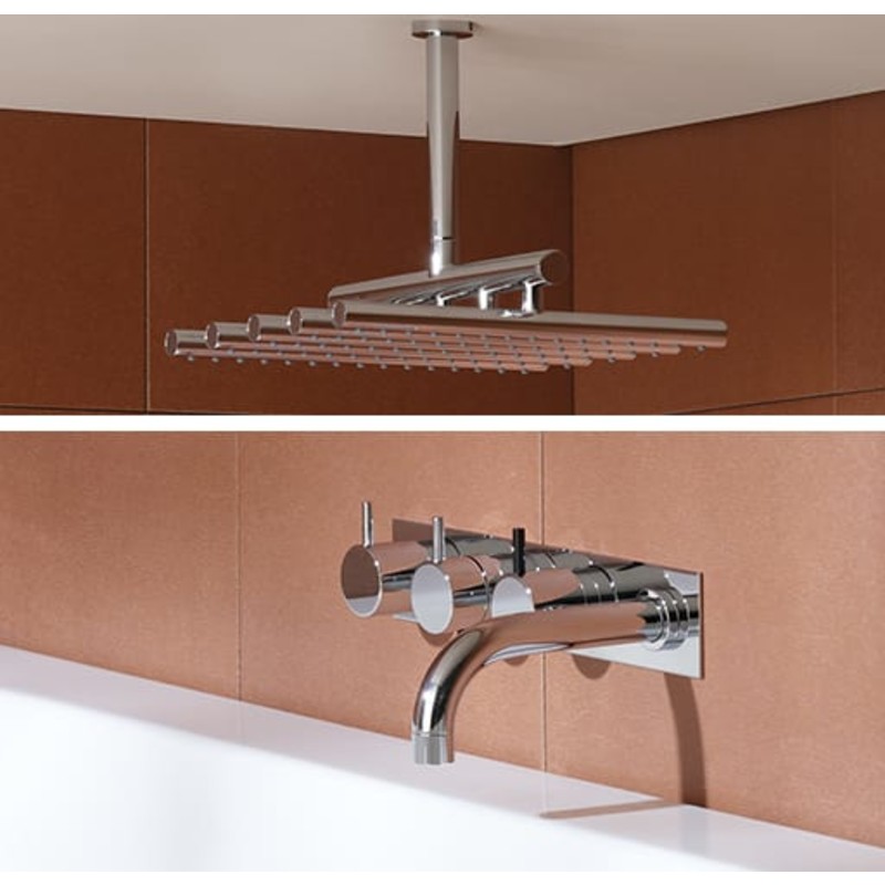 Vola 5414C-051A badkarsblandare med duschset, borstad krom