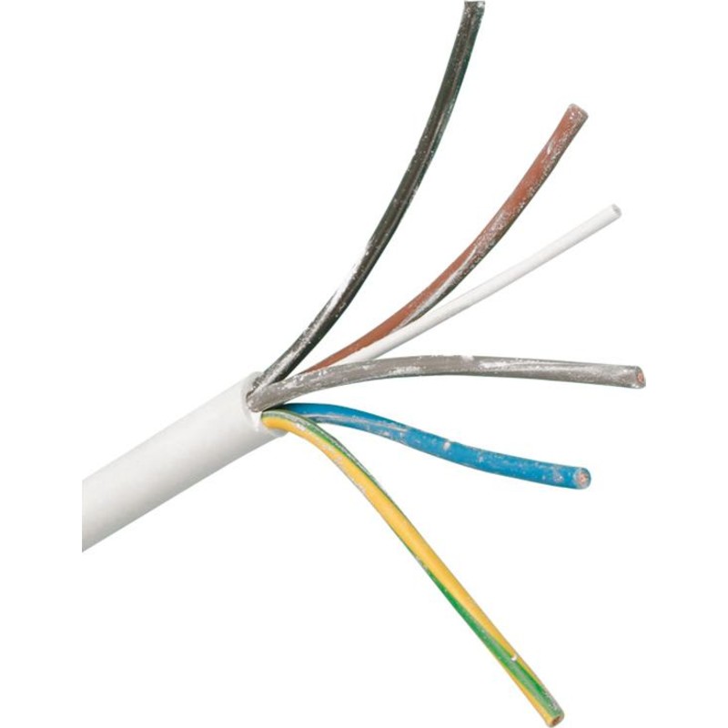 100 meter Plastkabel PKAJ 5×0,75 mm² i hvid