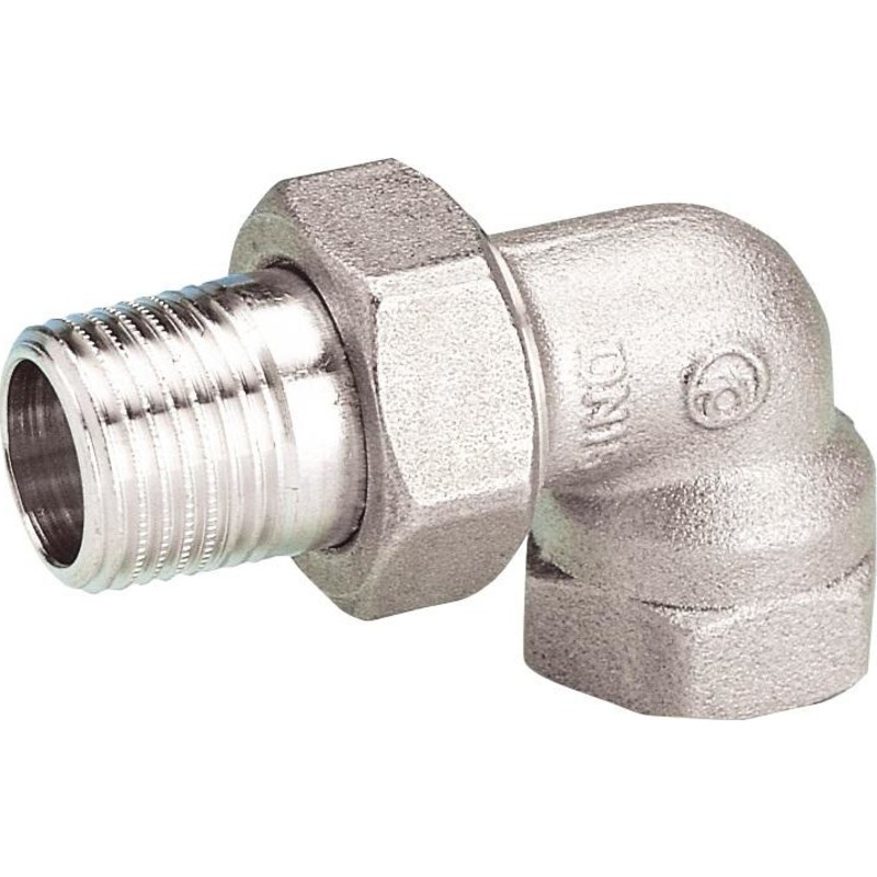 Radiatorskoppling, 1/2", vinkel, matt krom